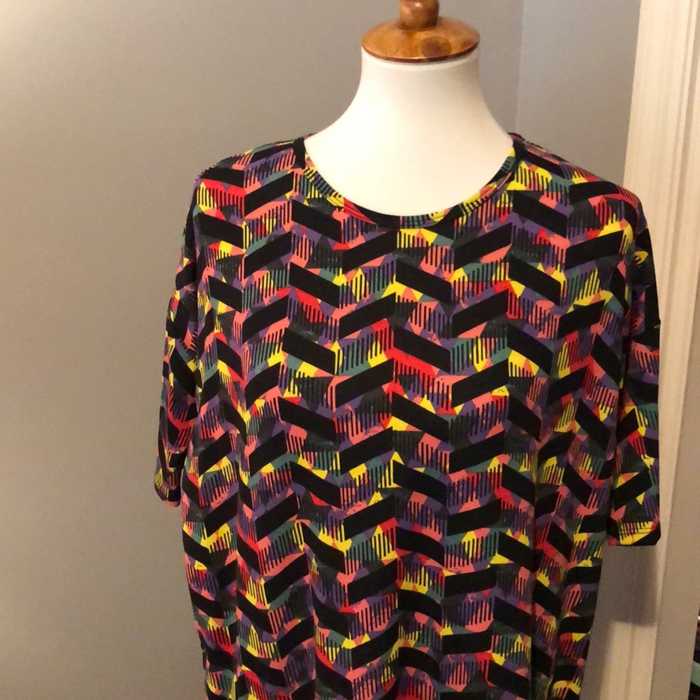 LuLaRoe Irma tunic top multicolor with black XXS
